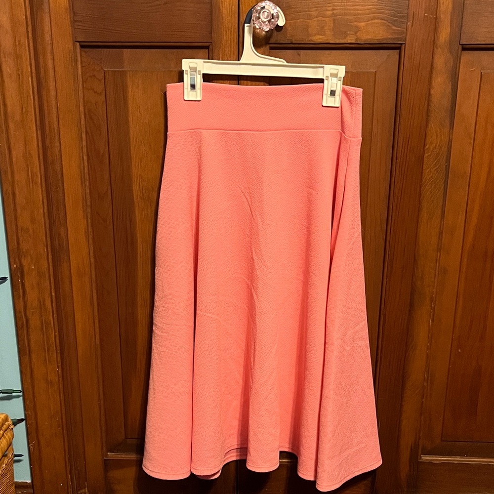 Women's A-Line Midi Skirt - Coral Pink